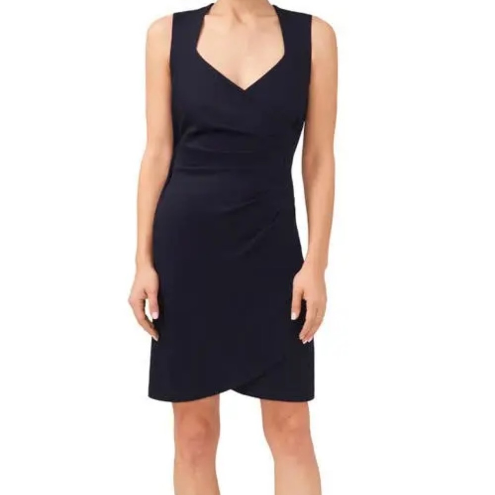 Halogen Ruched Sleeveless Sheath Dress -Classic Navy - Large NWOT